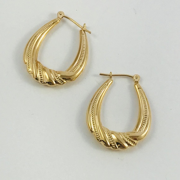 Gold earrings Jewelry - Large 10 kt hoop earrings